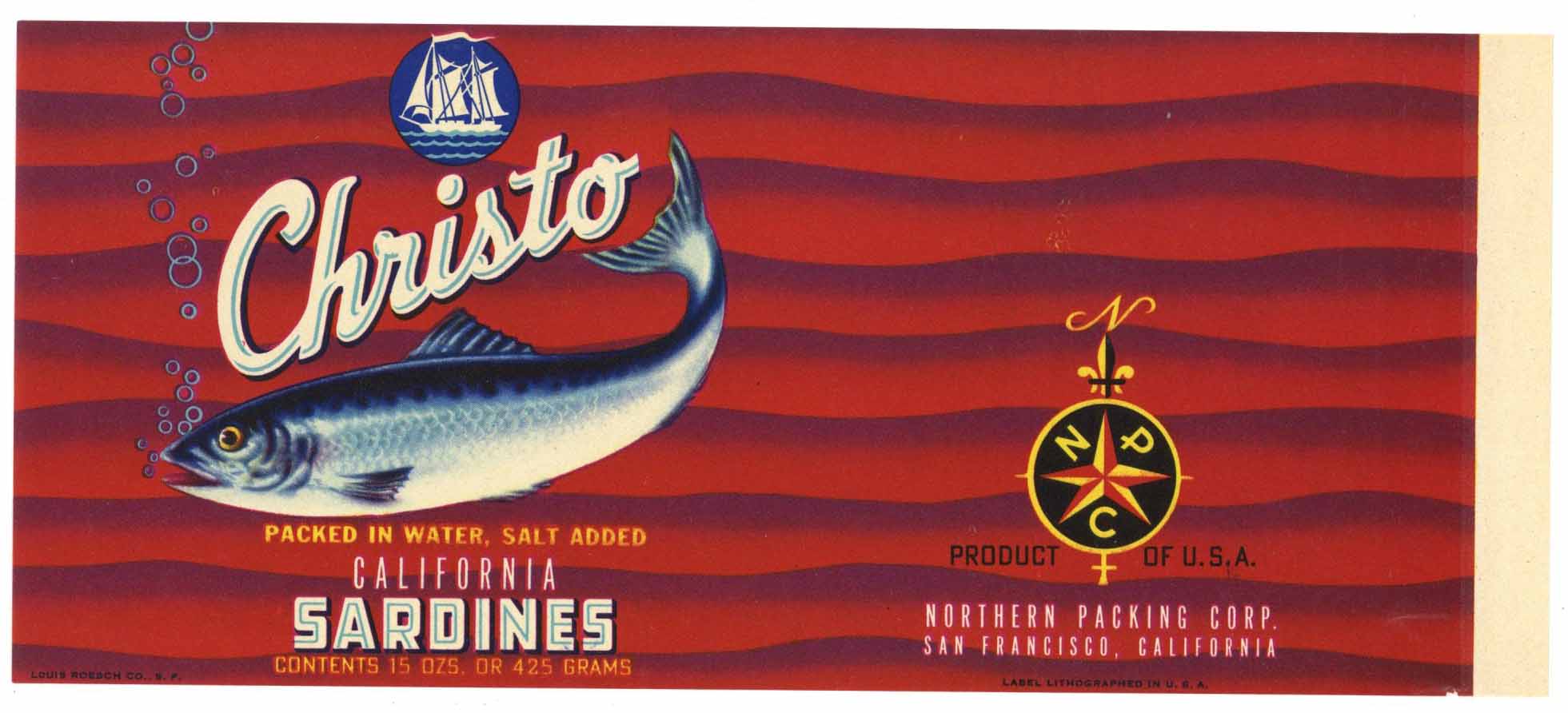 Christo Brand Vintage Sardine Can Label