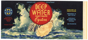 Deep Water Brand Vintage Seattle Washington Oyster Can Label