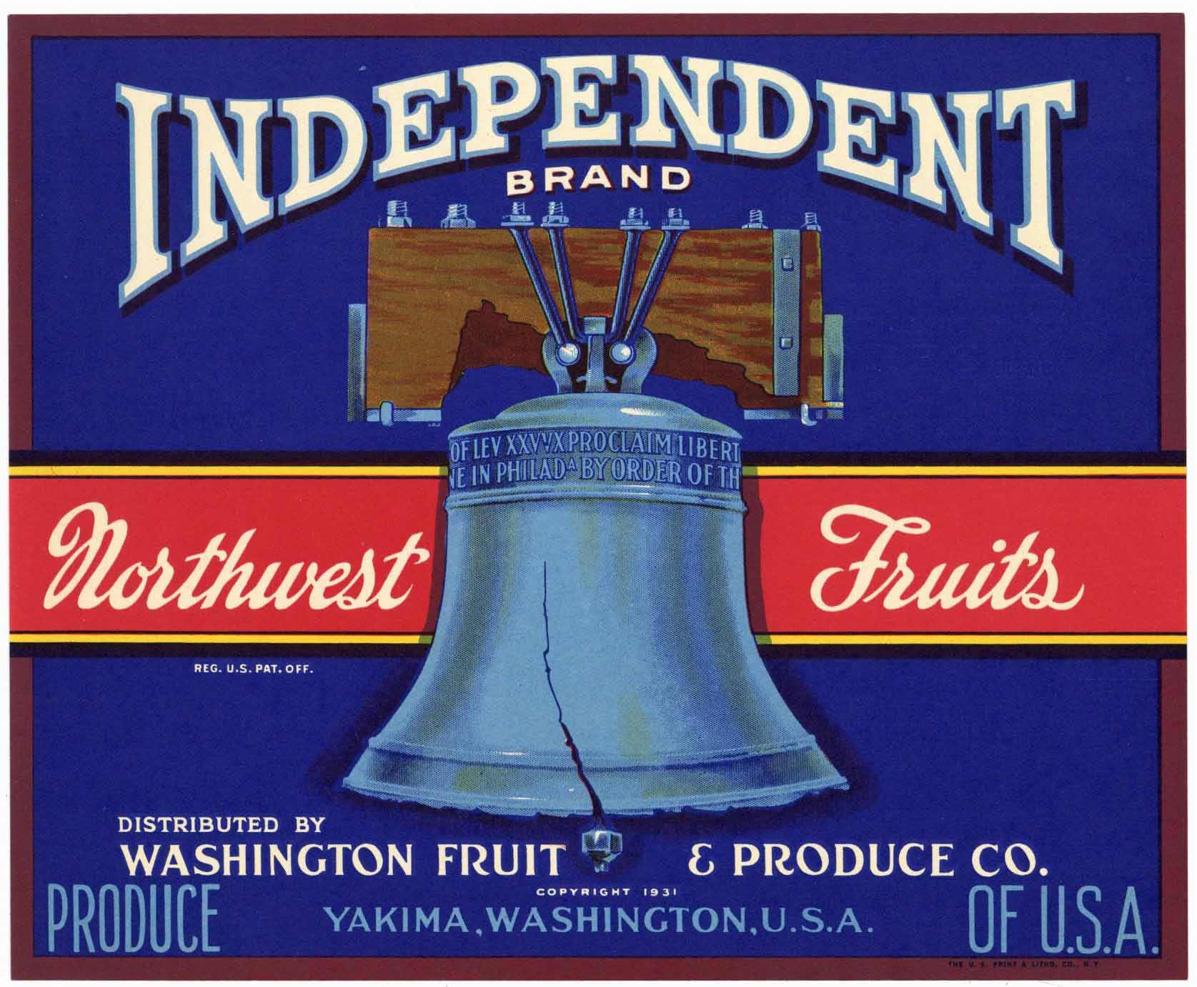 Independent Brand Vintage Yakima Washington Fruit Crate Label, apple