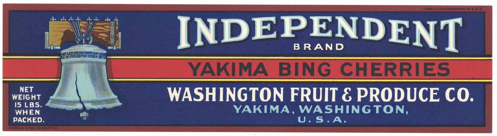 Independent Brand Vintage Yakima Washington Cherry Crate Label, early