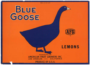 Blue Goose Brand Vintage California Lemon Crate Label, wear