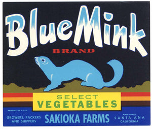 Blue Mink Brand Vintage Santa Ana Vegetable Crate Label