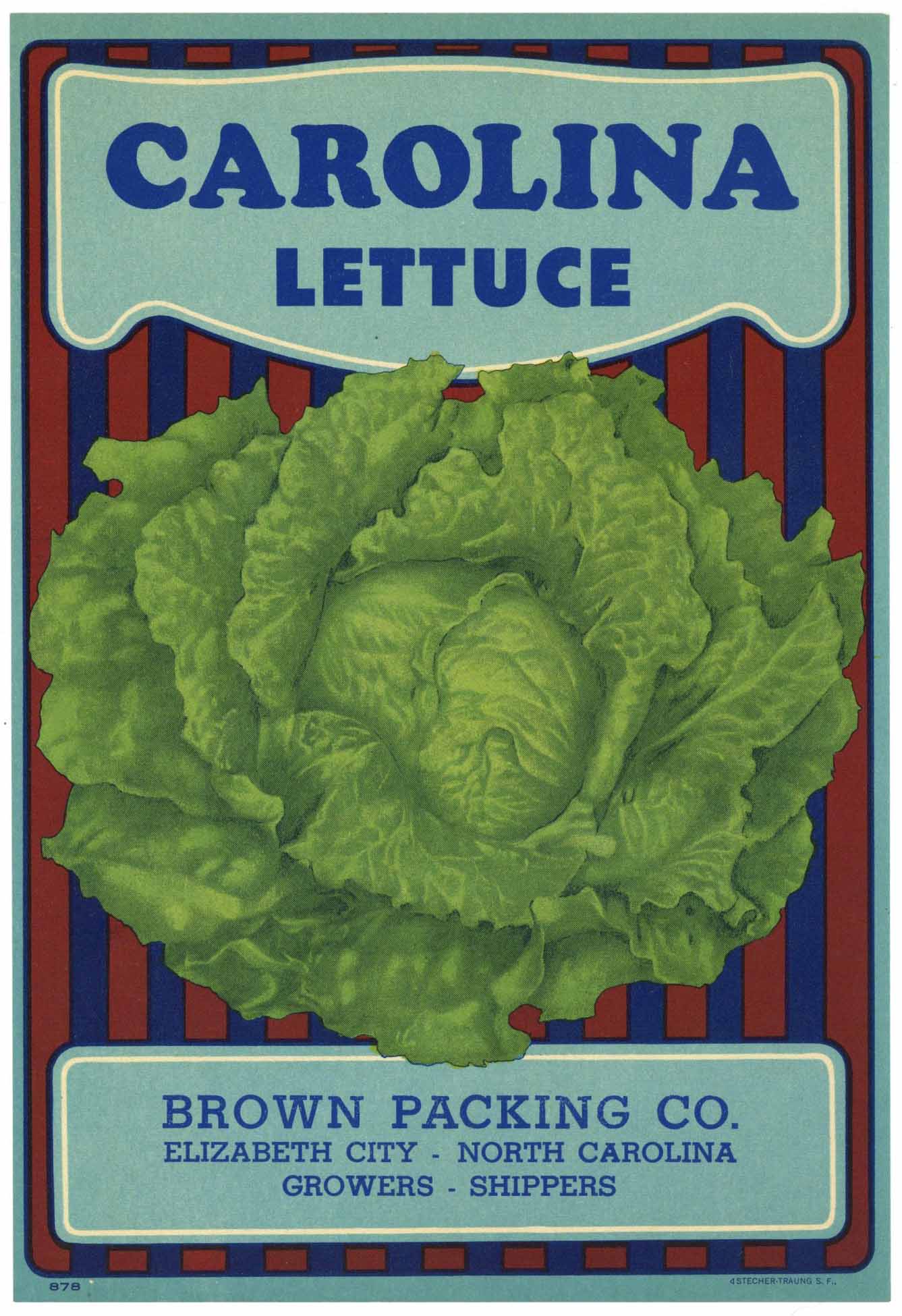 Carolina Lettuce Brand Vintage North Carolina Vegetable Crate Label