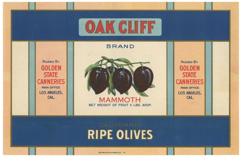 Oak Cliff Brand Vintage Olive Can Label, 'Meduim'