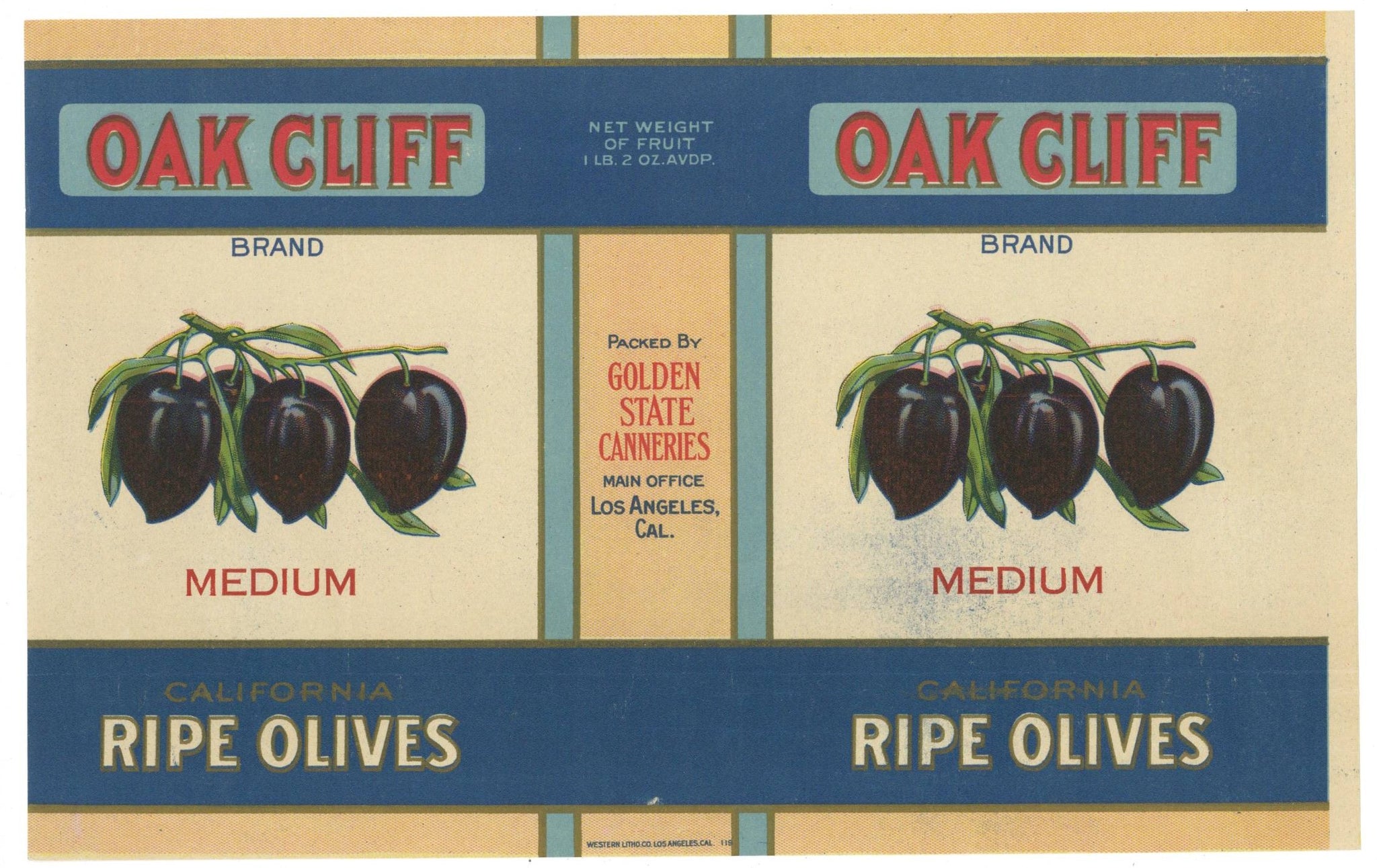 Oak Cliff Brand Vintage Olive Can Label, 'Medium'