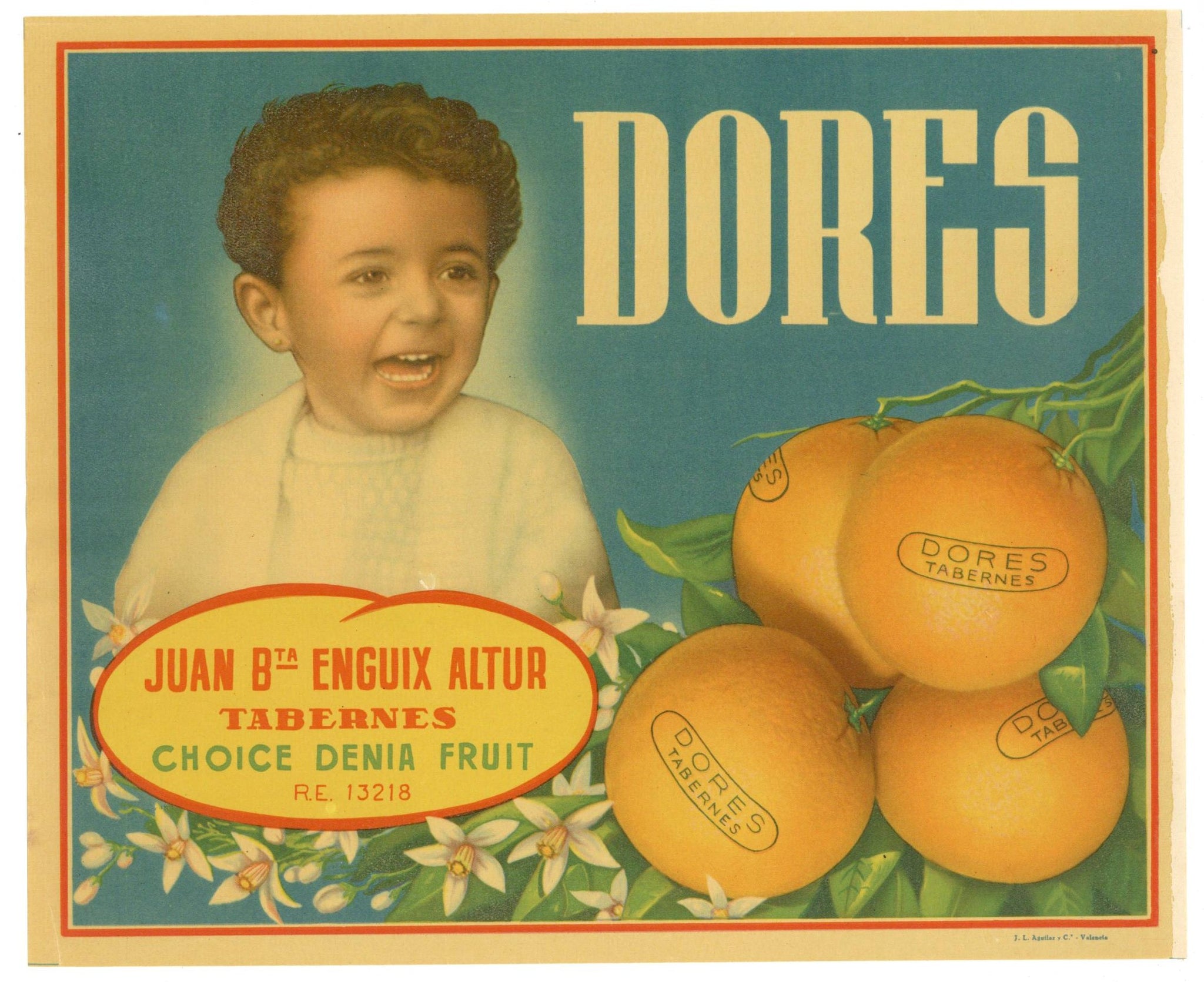 Dores Brand Vintage Spanish Orange Crate Label