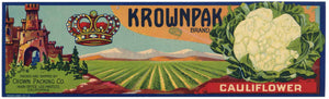 Krownpak Brand Vintage Cauliflower Crate Label