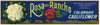 Rosa Del Rancho Brand Vintage Denver Colorado Cauliflower Crate Label