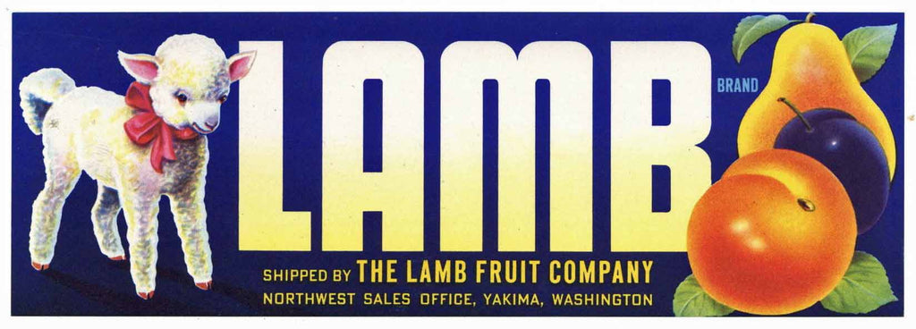 Lamb Brand Vintage Yakima Washington Fruit Crate Label