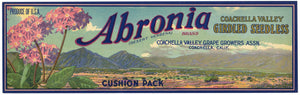 Abronia Brand Vintage Coachella Valley Grape Crate Label, Gridled Seedless