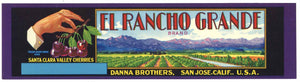 El Rancho Grande Brand Vintage San Jose California Cherry Crate Label