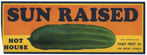 Sun Raised Brand Vintage Cucumber Crate Label