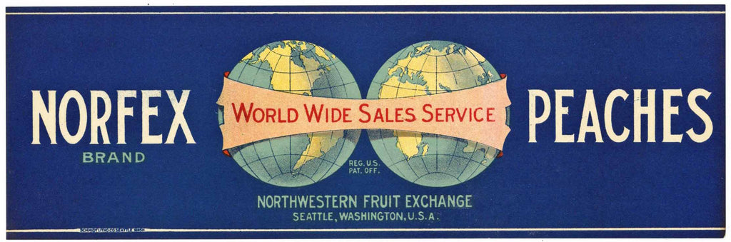 Norfex Brand Vintage Seattle Washington Peach Crate Label