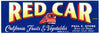 Red Car Brand Vintage Exeter Produce Crate Label