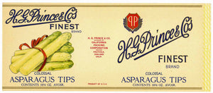 H. G. Prince & Co's Finest Brand Vintage Asparagus Can Label