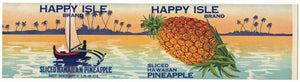 Happy Isles Brand Vintage Hawaiian Pineapple Can Label, sliced