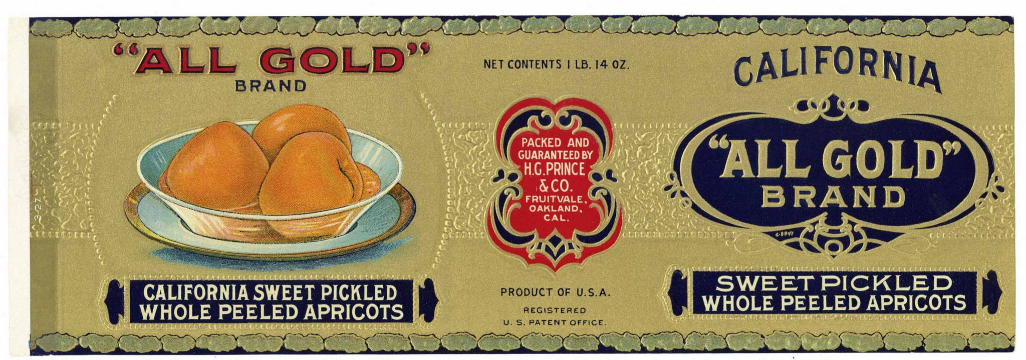 All Gold Brand Vintage Fruitville California Apricot Can Label