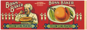 Boss Baker Brand Vintage Peach Can Label