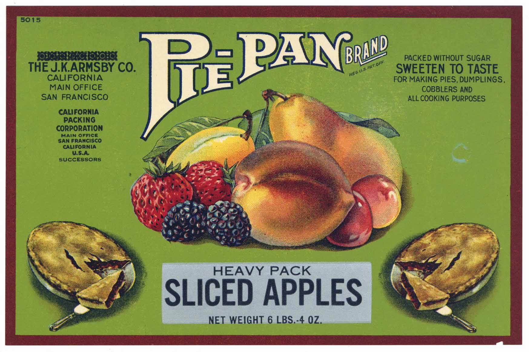 Pie-Pan Brand Vintage Sliced Apples Can Label