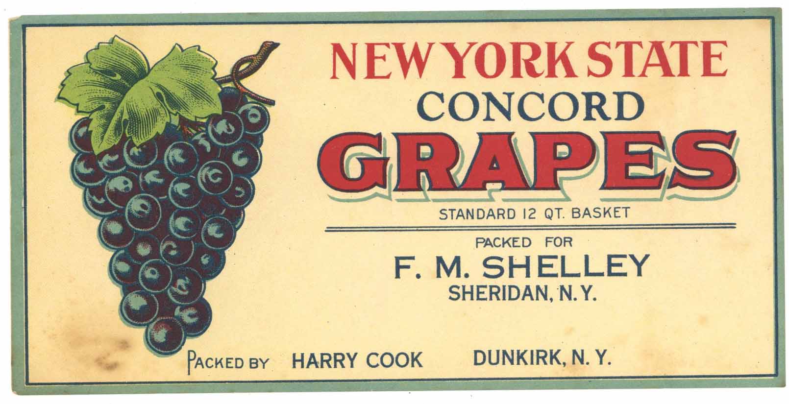 New York State Concord Brand Vintage New York Grape Crate Label