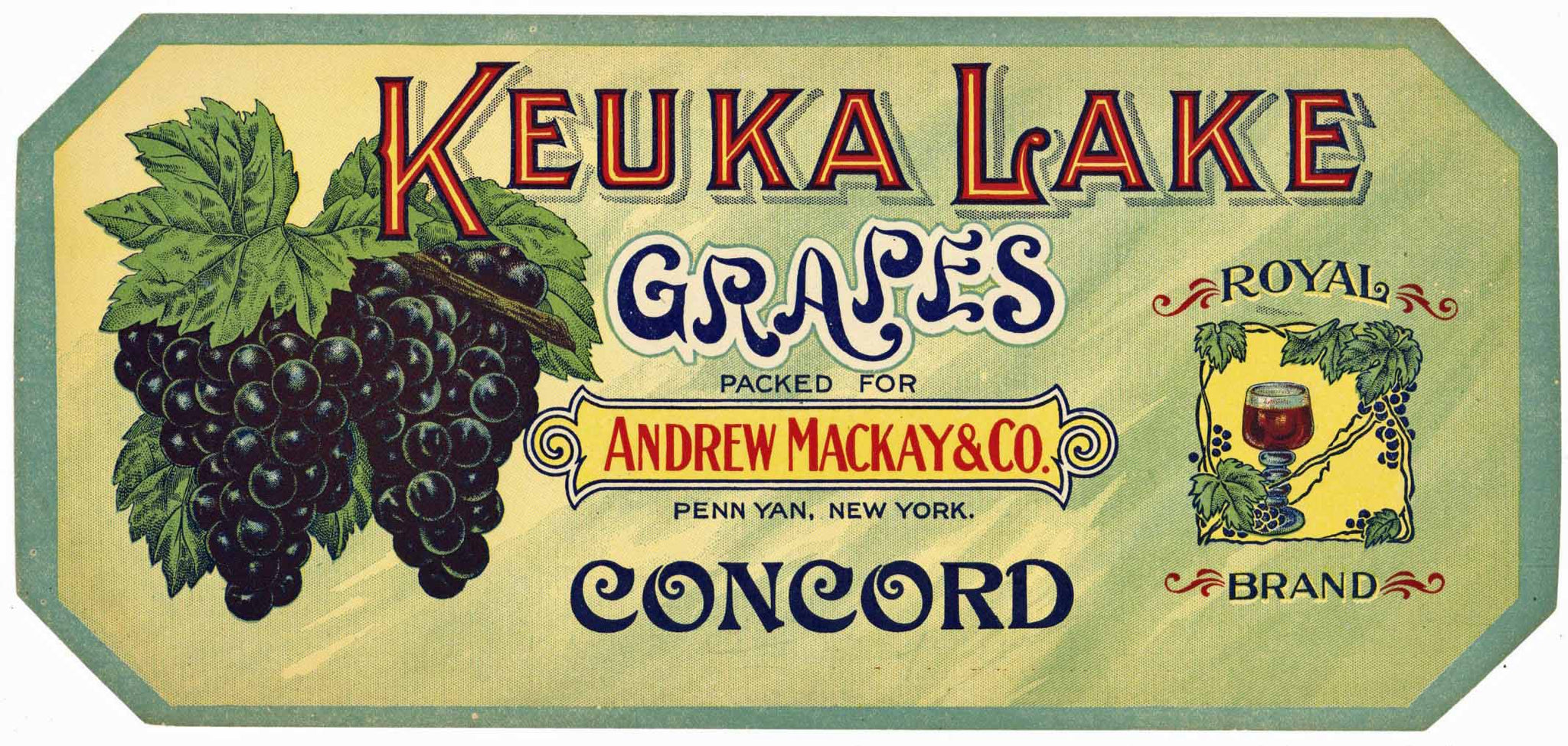 Keuka Lake Brand Vintage New York State Grape Crate Label