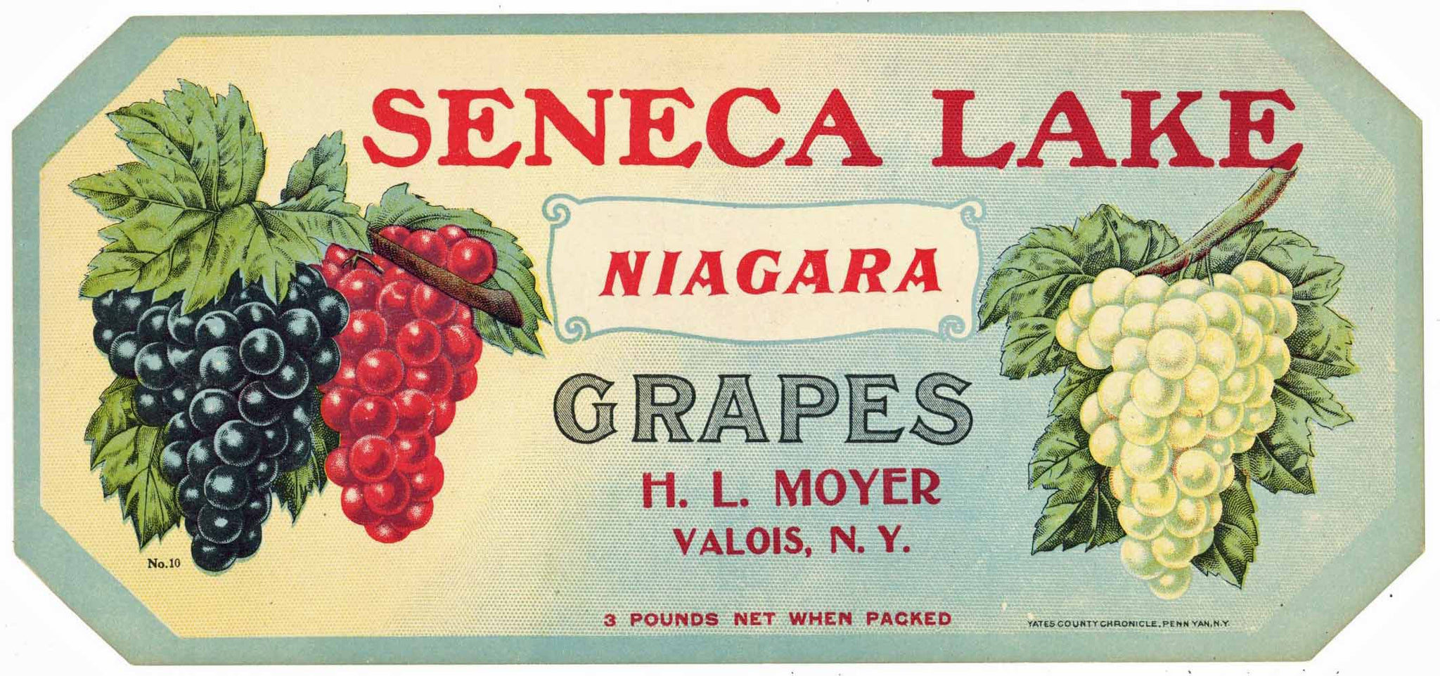 Seneca Lake Brand Vintage New York Grape Crate Label, Niagra