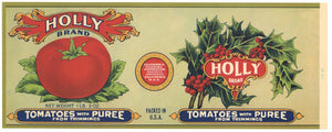 Holly Brand Vintage Tomato Can Label