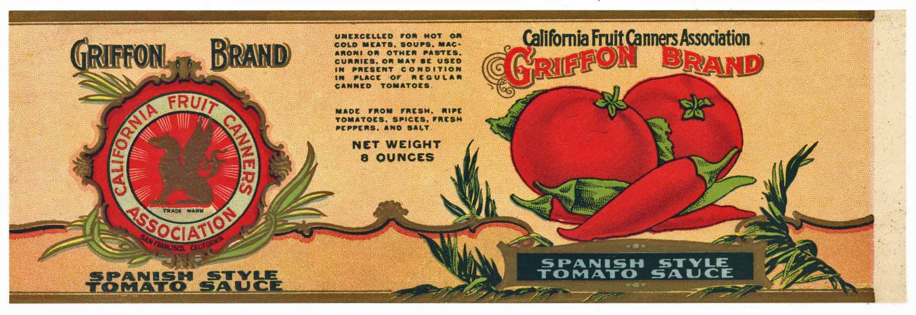 Griffon Brand Vintage Tomato Sauce Can Label, small