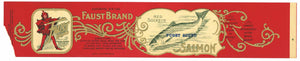 Faust Brand Vintage Salmon Can Label, damage