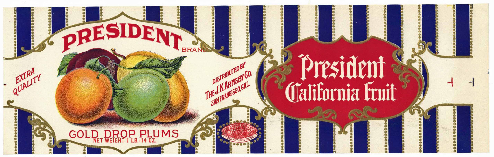 President Brand Vintage Plum Can Label