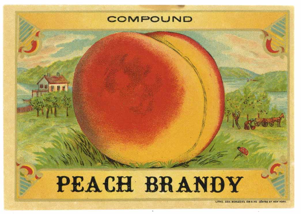 Peach Brandy Vintage Bottle Label