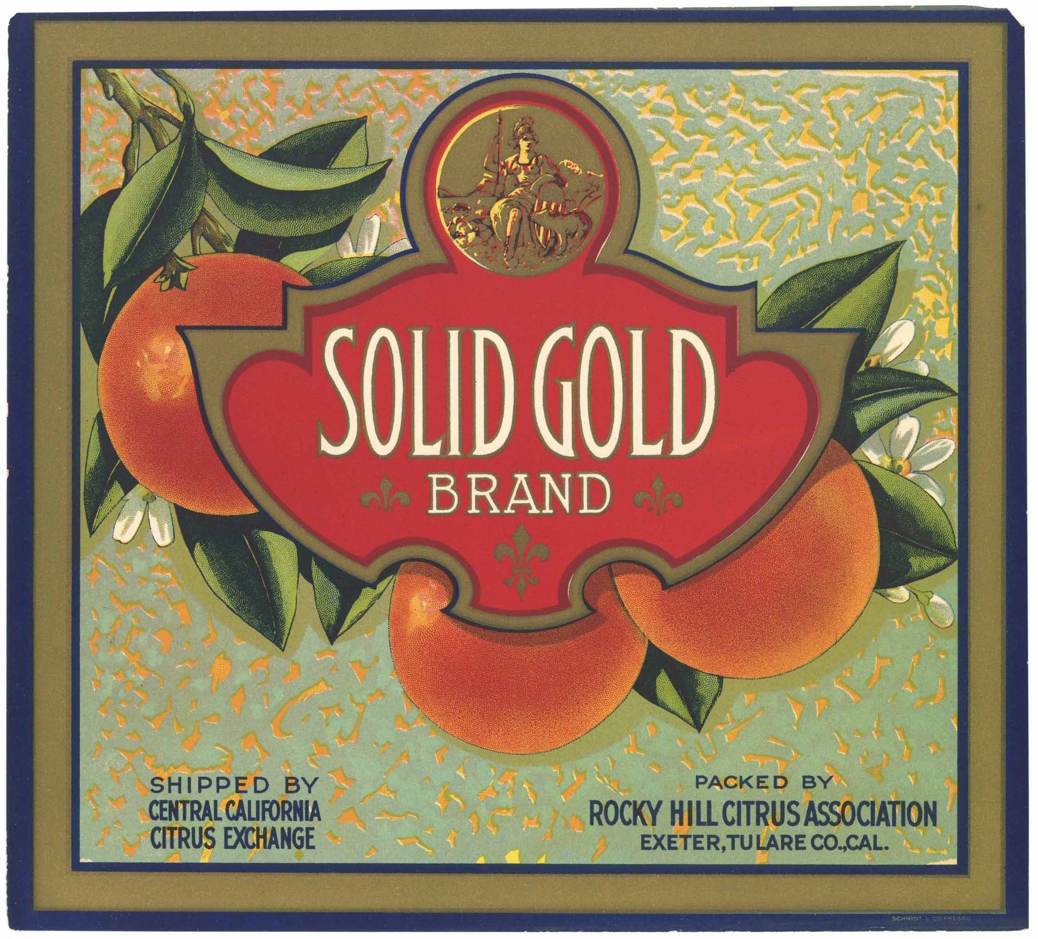 Solid Gold Brand Vintage Exeter Orange Crate Label, o