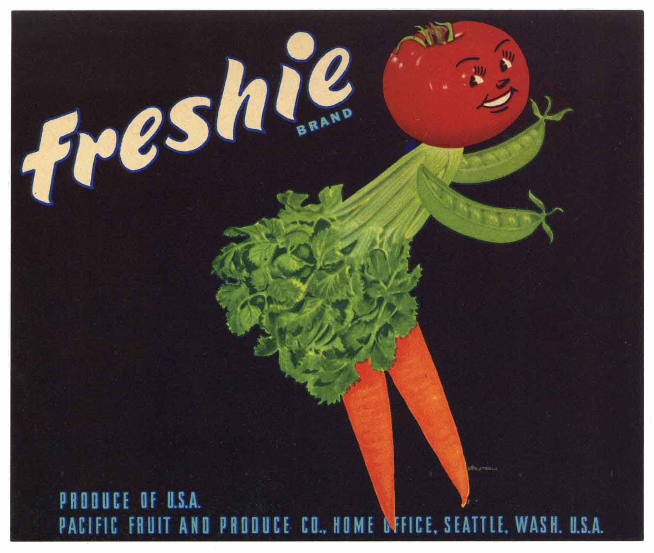 Freshie Brand Vintage Vegetable Crate Label, smaller