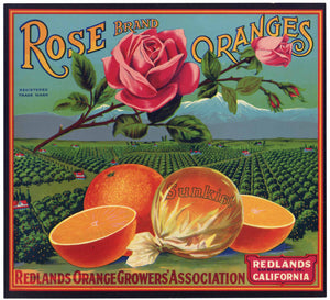 Rose Brand Vintage Redlands California Orange Crate Label