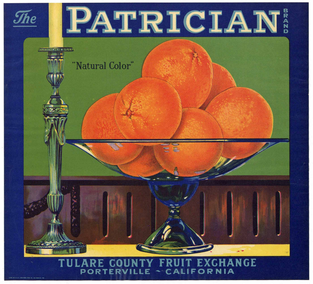 Patrician Brand Vintage Porterville Orange Crate Label