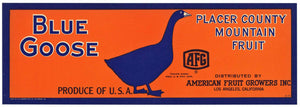 Blue Goose Brand Vintage Placer County Fruit Crate Label