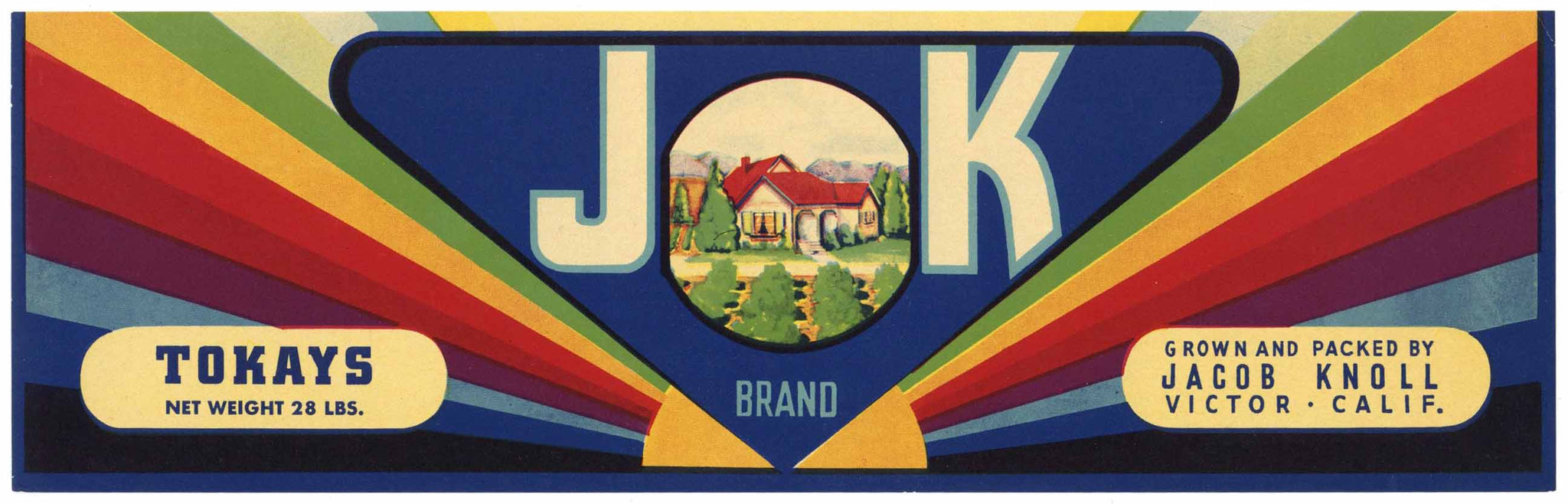 J K Brand Vintage Tokay Grape Crate Label