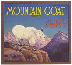 Mountain Goat Brand Vintage Lake Chelan Washington Apple Crate Label, variant