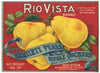 Rio Vista Brand Vintage Sacramento Delta Pear Crate Label