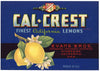 Cal Crest Brand Vintage Riverside Lemon Crate Label