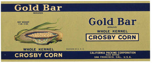 Gold Bar Brand Vintage Crosby Corn Can Label