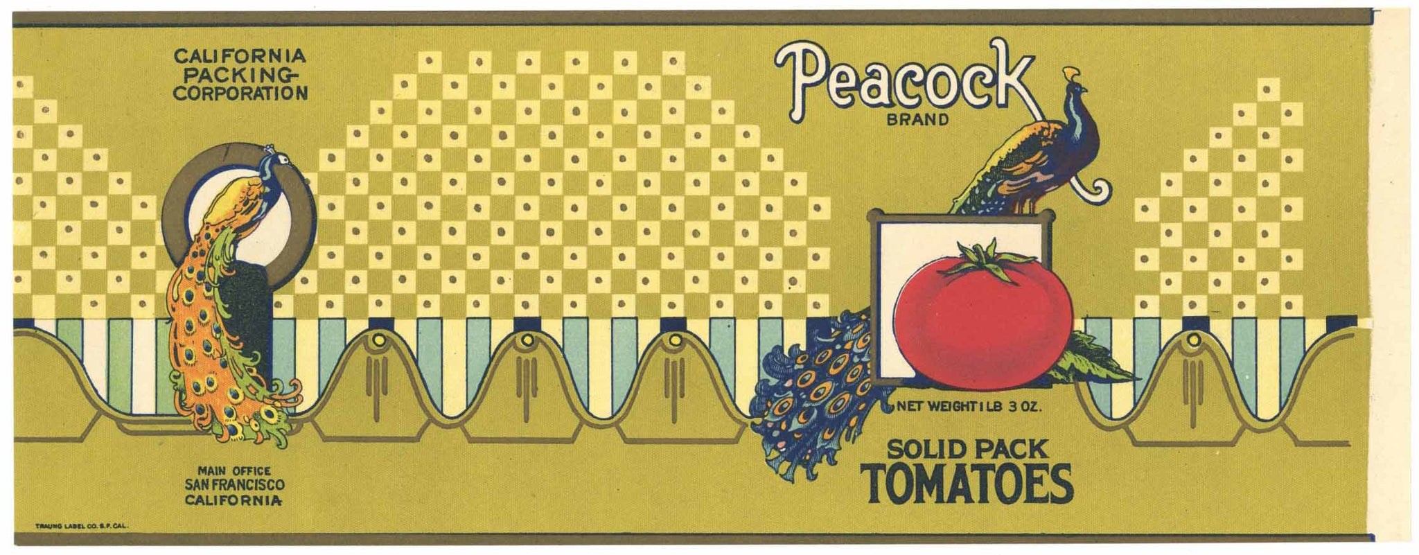 Peacock Brand Vintage Tomato Can Label