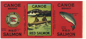 Canoe Brand Vintage Alaska Packers Salmon Can Label, variant