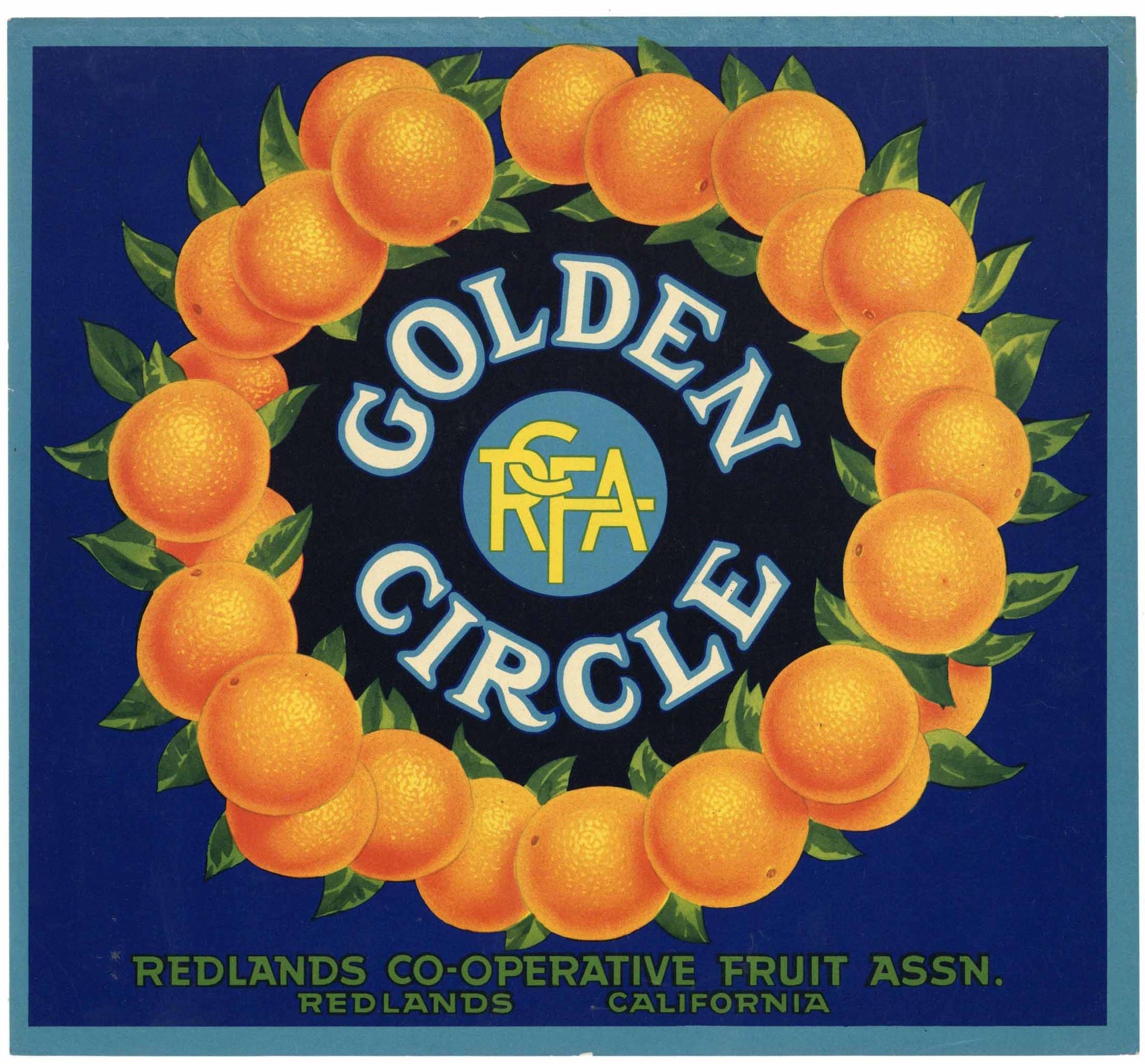 Golden Circle Brand Vintage Redlands Orange Crate Label
