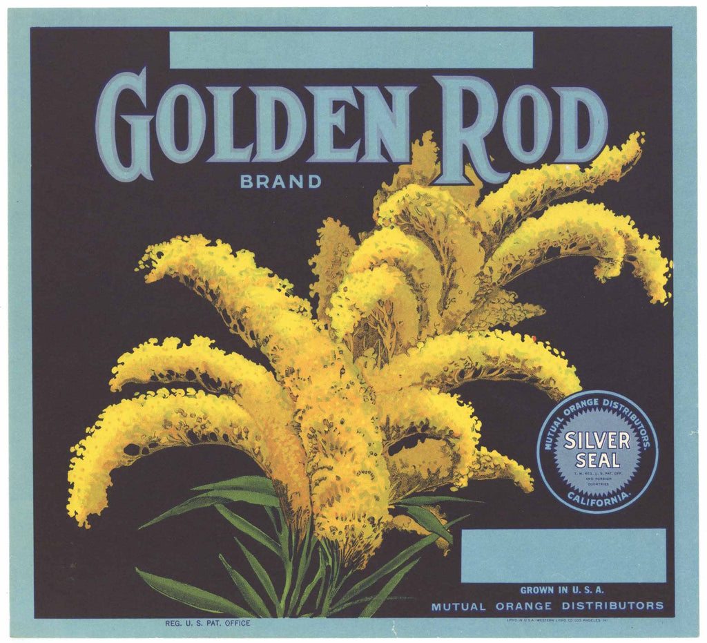 Golden Rod Brand Vintage Redlands Orange Crate Label, box