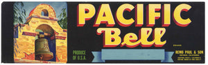 Pacific Bell Brand Vintage Ontario Grape Crate Label