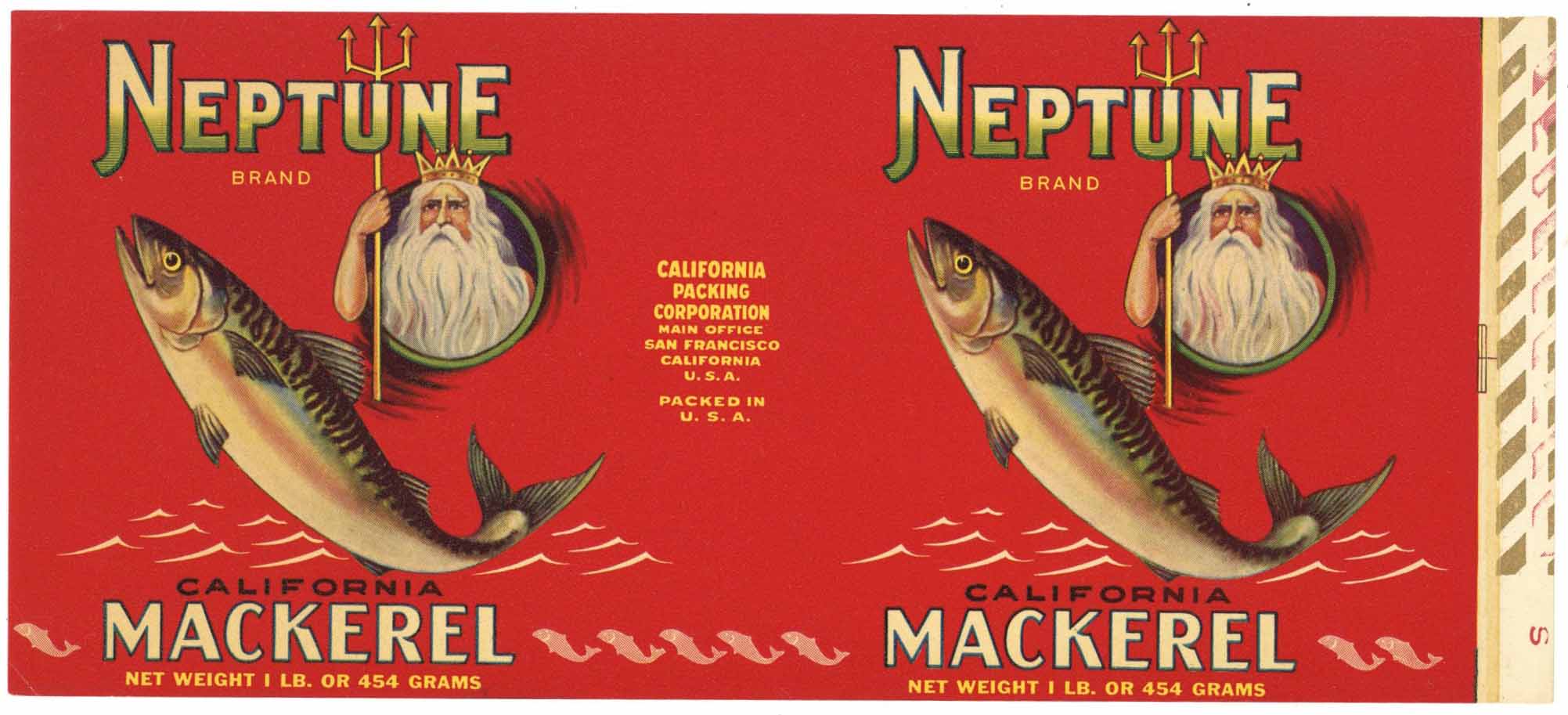 Neptune Brand Vintage Mackerel Can Label