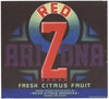 Red Z Brand Vintage Mesa Arizona Orange Crate Label, Fresh Citrus Fruit