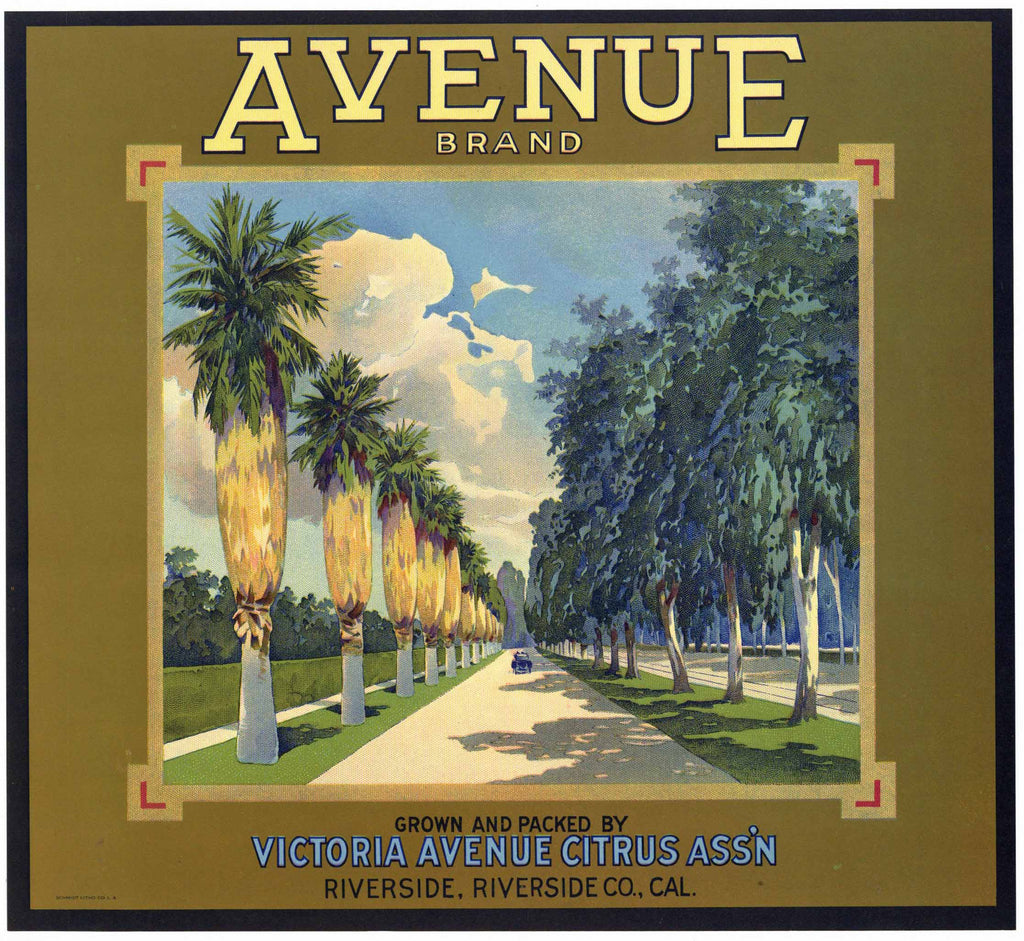 Avenue Brand Vintage Riverside Orange Crate Label