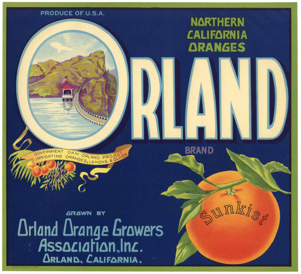 Orland Brand Vintage California Orange Crate Label